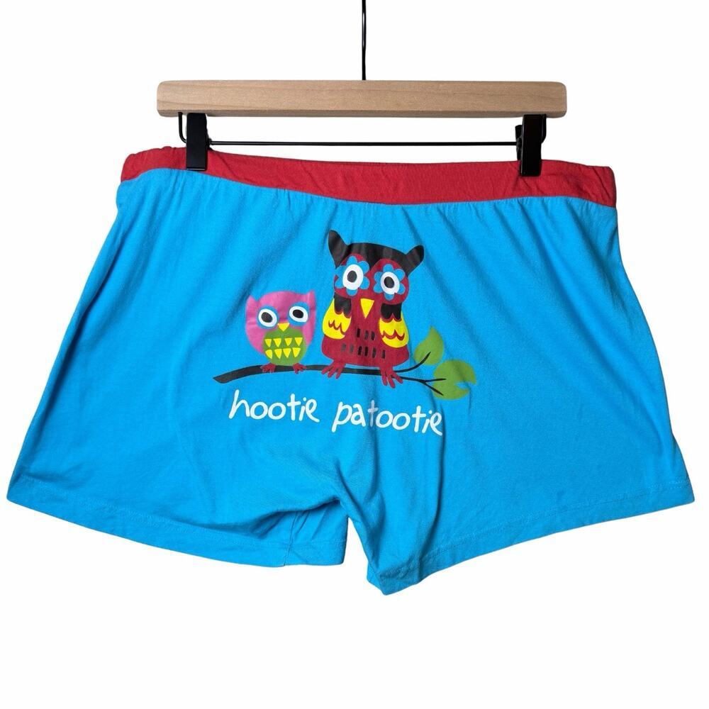 Lazy One "hootie patootie" Owl Graphic Women's Boxer Sleep Shorts Size XL